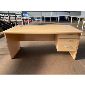 Second-hand Beckbury 1600 Panel Desk with 3D Fixed Pedestal BEECH