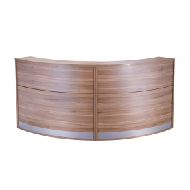 2 section curved full height radius reception walnut