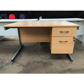 Second-hand 1200mm Single Pedestal Desk BEECH