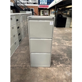 Second-hand Bisley 3 drawer Jumbo A3 Filing Cabinet GREY
