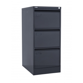3-drawer steel filing cabinet black