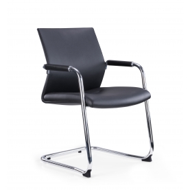 Chrome Designer Cantilever Meeting Room Chair In Faux Leather