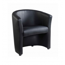 Tub Armchair Black Faux Leather