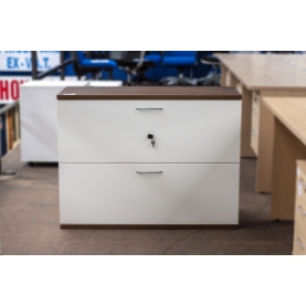 2 Drawer 1000W Side Filing Cabinet WHITE & WALNUT
