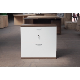 2 Drawer Side Filing Cabinet WHITE & WALNUT