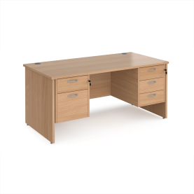 Panel End Desk With Fixed Pedestals Beech
