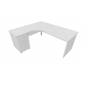 1800 Beckbury Left-Hand Crescent Desk With 3 Drawer D/H Pedestal WHITE
