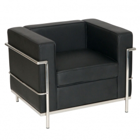 Designer Leather and Chrome Chair