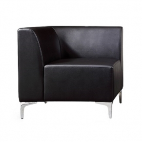 Modular sofa in black faux leather - corner section