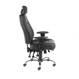 24-hour leather control room chair with headrest side view