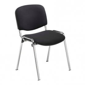 Chrome Framed Fabric Stacking Chair Black