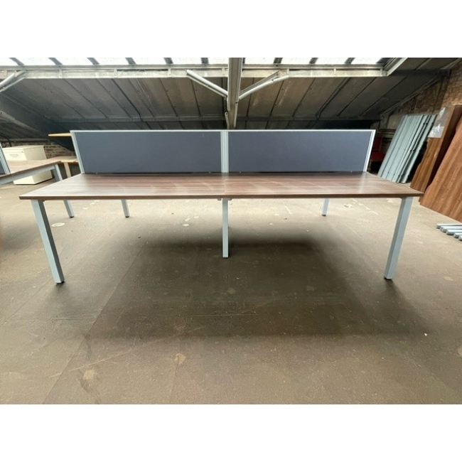 Secondhand 2800 Double Bench Desks with Screen WALNUT SecondHand
