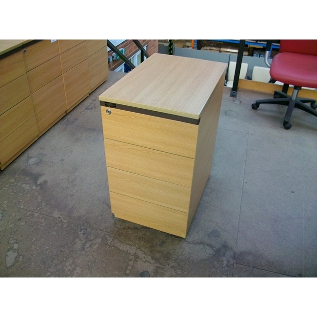Secondhand Desk Height 4 drawer pedestal LIGHT OAK