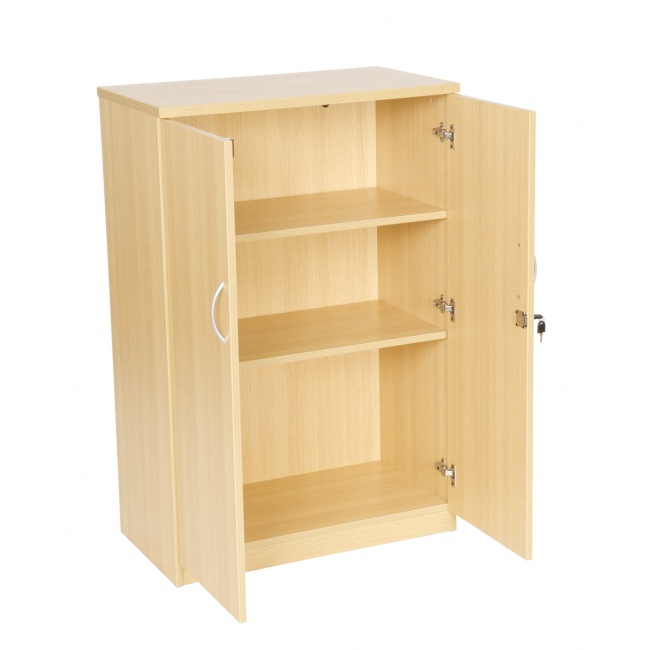 Aston 1200 2-Door Storage Cupboard with 2 Shelves Light Oak - Wooden ...