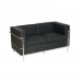 Designer Leather and Chrome 2-Seat Sofa