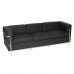 Designer Leather and Chrome 3-Seat Sofa