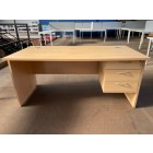 Second-hand Beckbury 1600 Panel Desk with 3D Fixed Pedestal BEECH