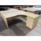 Second-hand Beckbury 1600mm R/H Radial Desk with 4 Drawer D/H Pedestal BEECH