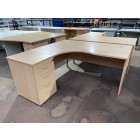 Second-hand Beckbury 1600mm L/H Radial Desk with 4 Drawer D/H Pedestal BEECH