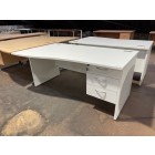 Second-hand 1600mm L/H Wave Desk with 3 Drawer Fixed Pedestal WHITE