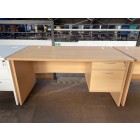 Second-hand Beckbury 1400 Panel End Desk with 2 Drawer Fixed Pedestal BEECH