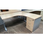 Second-Hand 1600mm Left-Hand Desk with Desk High Pedestal BEECH