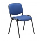 Metal Framed Black Fabric Stacking Chair Blue PU