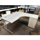 Second-hand Beckbury 1600mm R/H Radial Desk with 3d Desk High Pedestal MAPLE