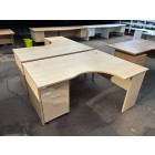 Second-hand Beckbury 1600mm R/H Radial Desk with 3 Drawer DU Pedestal BEECH