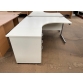 Second-hand 1400mm L/H Radial Desk with 3 Drawer Desk High Pedestal WHITE