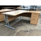 Second-Hand 1600mm Right-Hand Desk with Desk High Pedestal LIGHT OAK