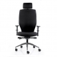 Extra high back ergonomic chair with headrest polished aluminium base front view