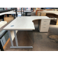 Second-hand Beckbury 1600mm R/H Radial Desk with 3d Desk High Pedestal MAPLE