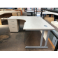 Second-hand Beckbury 1600mm L/H Radial Desk with 3d Desk High Pedestal MAPLE