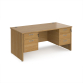 Panel End Desk With Fixed Pedestals Oak