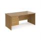 Panel End Desk With 2 Drawer Fixed Pedestal Oak