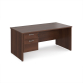 Panel End Desk With 2 Drawer Fixed Pedestal Walnut