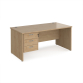 Panel End Desk With 3 Drawer Fixed Pedestal Kendal Oak