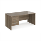 Panel End Desk With 3 Drawer Fixed Pedestal Grey Nebraska Oak
