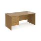 Panel End Desk With 3 Drawer Fixed Pedestal Oak