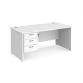 Panel End Desk With 3 Drawer Fixed Pedestal White