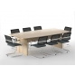 Beckbury 2400 x 1200 barrel shaped conference panel end table + chairs
