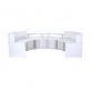 4 section curved twin full height radius reception + twin low height radius reception with glass shelves white